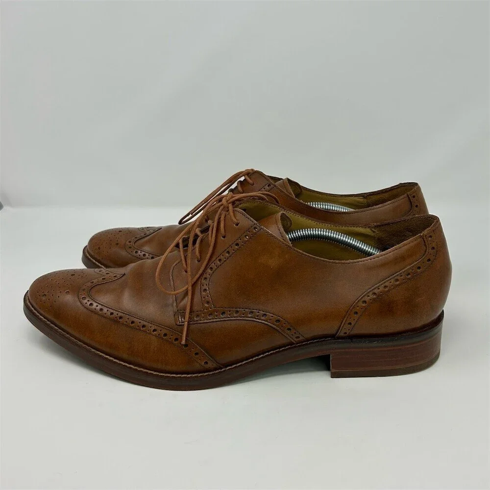 Cole Haan Men's Brown Wingtip Brogue Oxford Dress Shoes Lace-Up Classic Size 14